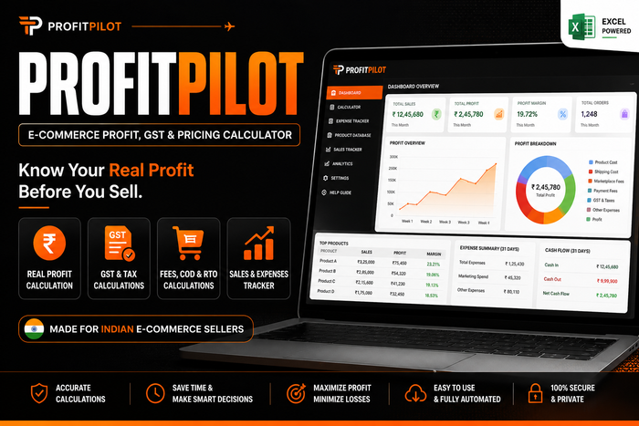 ProfitPilot – E-Commerce Profit, GST & Pricing Calculator for Indian Sellers | Excel Tool